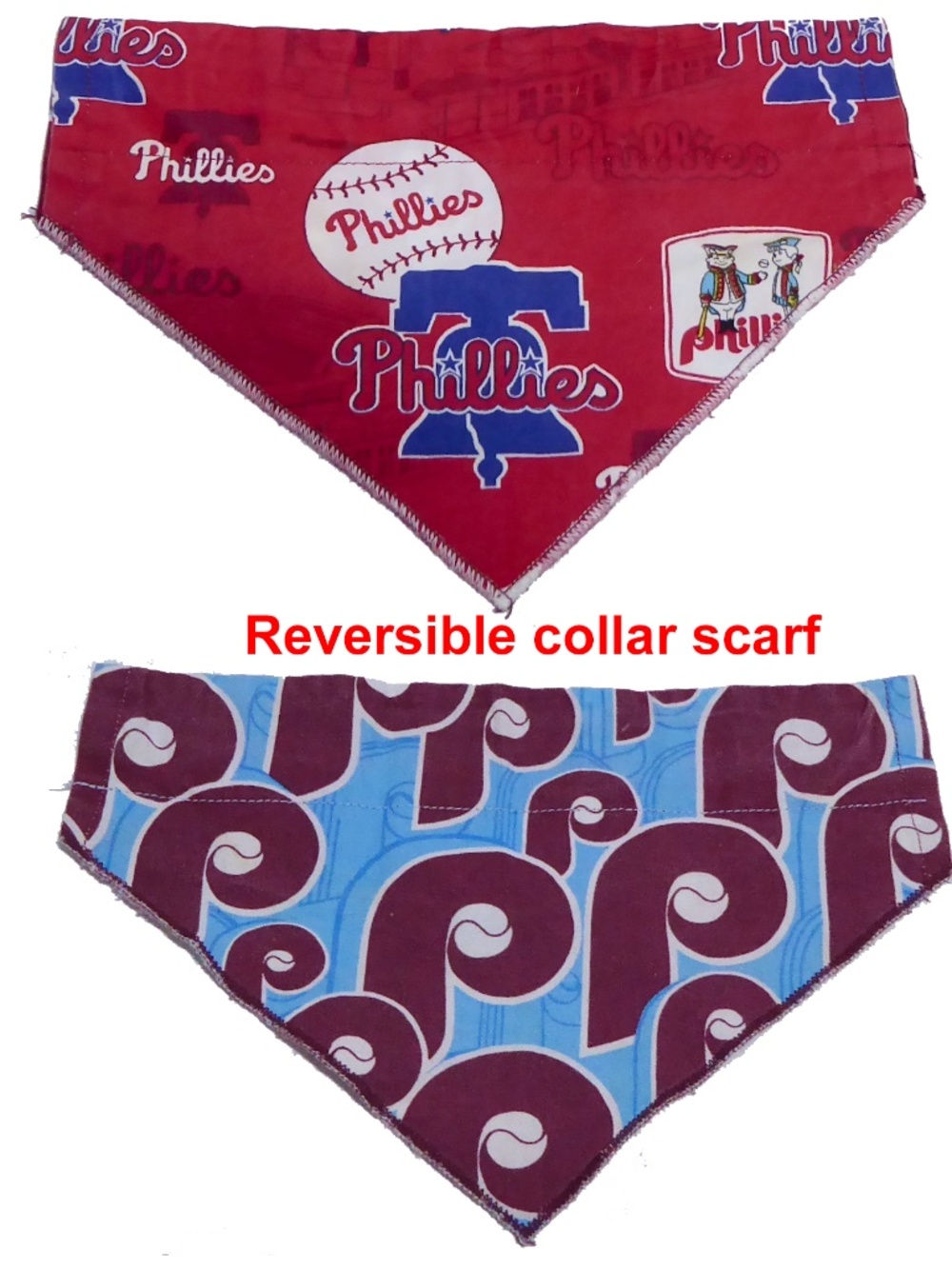 Phillies Reversible Pet Collar Scarf Bandana Slide On Retro Logo Dog Small S